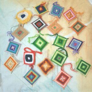 Handmade Vintage Yarn Gods Eye Wall Ornaments Set Of 19 Assorted Colors & Patter